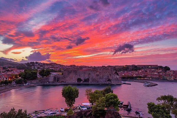Sunset over Collioure, Pyrenees-Orientales, France