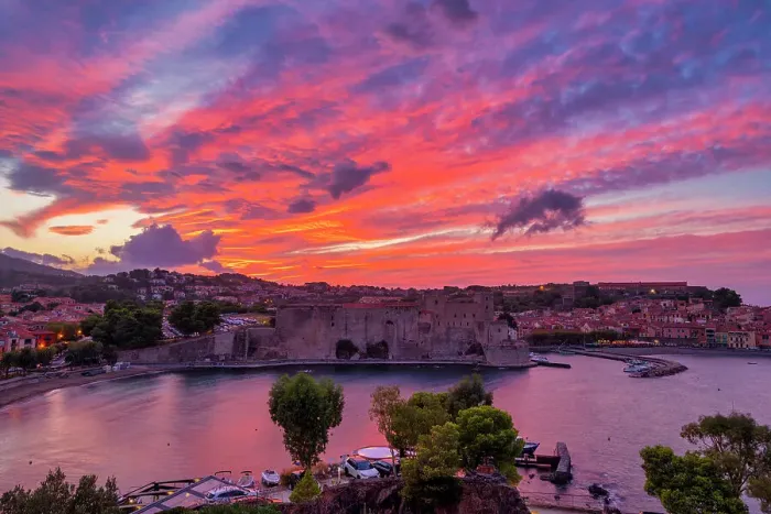 Framed Print : Sunset over Collioure, Pyrenees-Orientales, France Framed Print : Sunset over Collioure, Pyrenees-Orientales, France