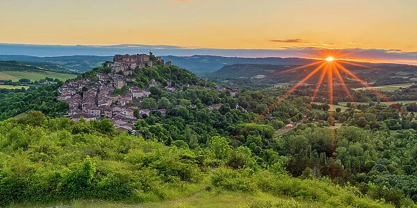 Sunset over Cordes-sur-Ciel, Tarn, Occitanie, France