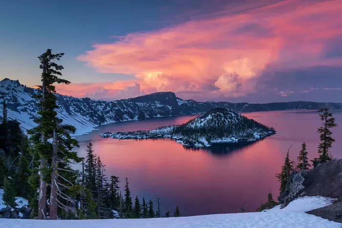 Framed Print : Sunset over Crater Lake National Park, Oregon, USA