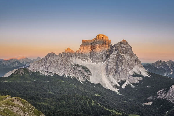 Sunset in Dolomiti di Zoldo with Monte Pelmo, Dolomiti Unesco Heritage, Belluno, Veneto