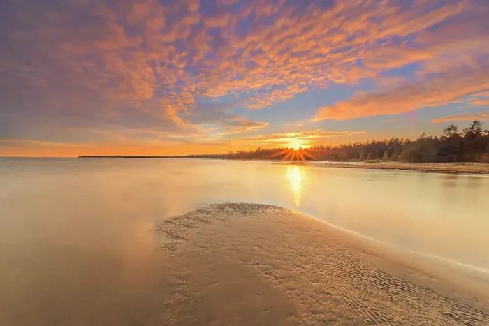 Framed Print : Sunset at Dorcas Bay (Singing Sands) on the Bruce Peninsula, Ontario, Canada