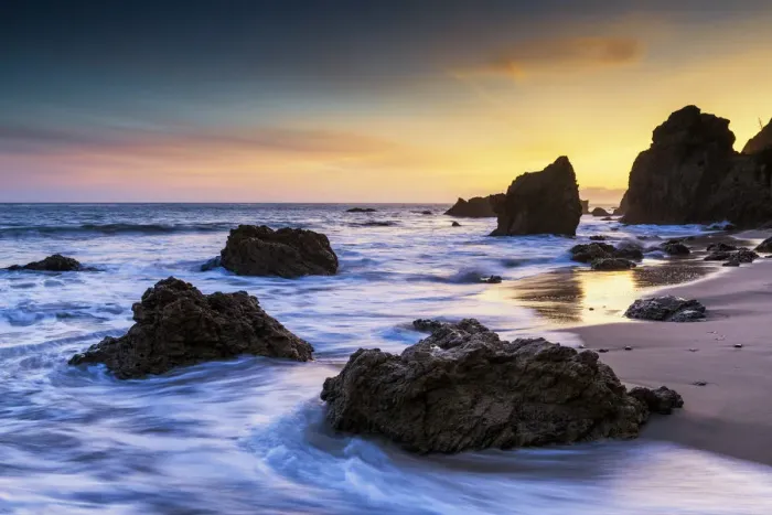 Framed Print : Sunset at El Matador Beach, California, USA Framed Print : Sunset at El Matador Beach, California, USA