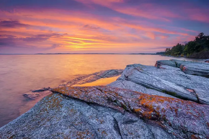 Framed Print : Sunset on Georgian Bay, Parry Sound, Ontario, Canada Framed Print : Sunset on Georgian Bay, Parry Sound, Ontario, Canada
