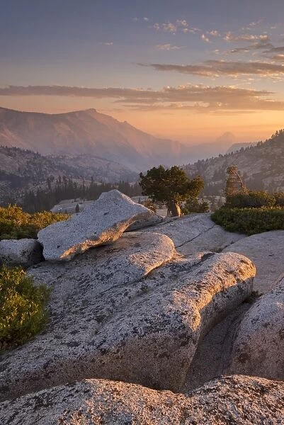 Sunset above Half Dome, viewed from Olmsted Point, Yosemite National Park, California, USA