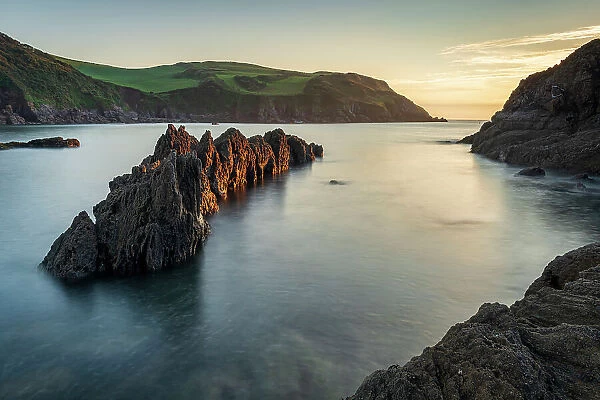 Sunset at Hope Cove in the South Hams, Devon, England. Autumn (September) 2021