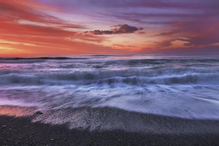 Framed Print : Sunset impression near Motukiekie Beach - New Zealand, South Island, West Coast, Grey
