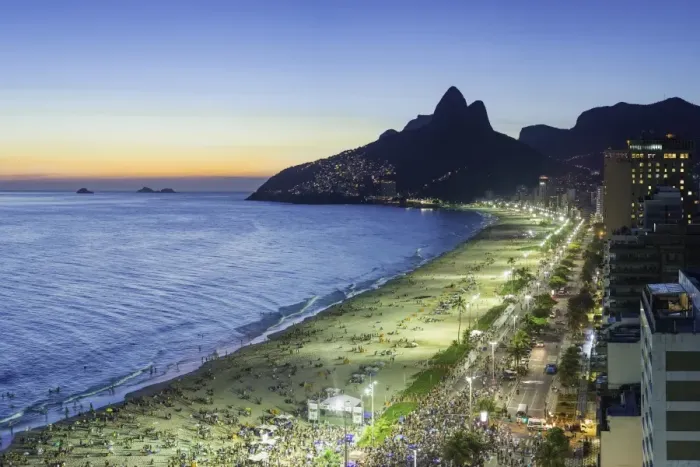 Framed Print : Sunset over Ipanema Beach and Dois Irmaos (Two Brothers) mountain, Rio de Janeiro Framed Print : Sunset over Ipanema Beach and Dois Irmaos (Two Brothers) mountain, Rio de Janeiro