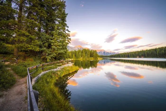 Framed Print : Sunset at Johnson Lake, Banff National Park, Canadian Rockies, Alberta, Canada Framed Print : Sunset at Johnson Lake, Banff National Park, Canadian Rockies, Alberta, Canada