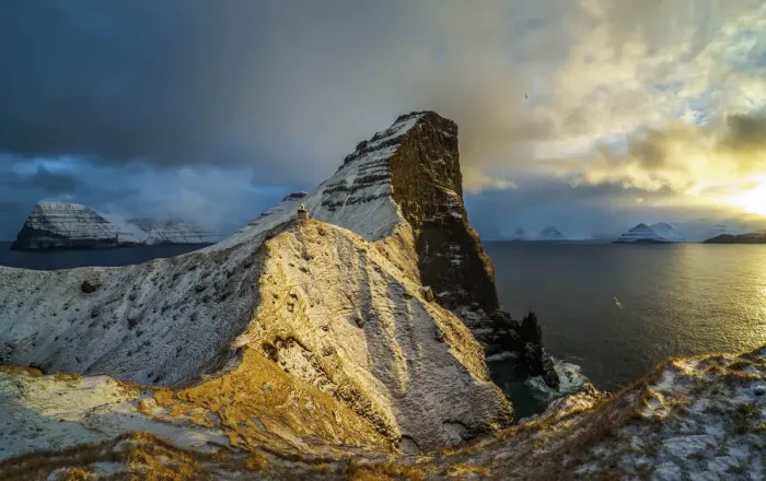 Framed Print : Sunset in Kallurin. Kalsoy Island, Faroe islands