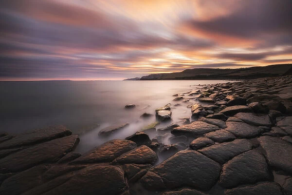 Sunset at Kimmeridge Bay, Isle of Purbeck, Jurassic Coast, Dorset, England, UK