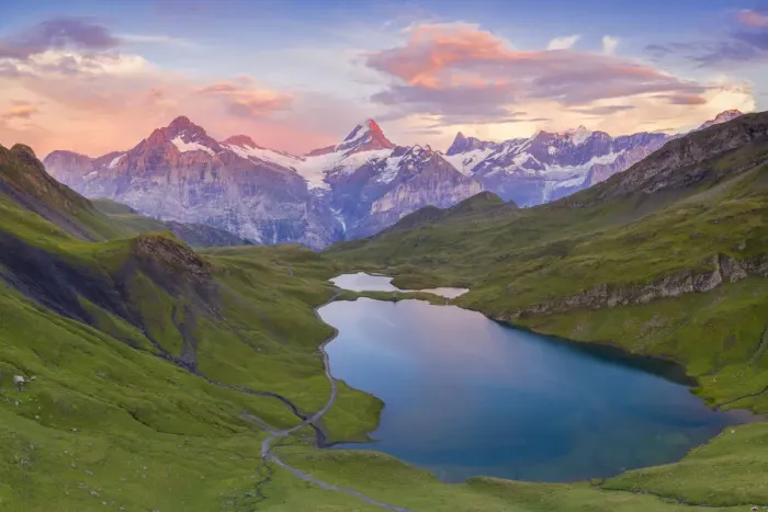 Framed Print : Sunset at lake Bachalpsee Grindelwald, Bernese Oberland, Switzerland Framed Print : Sunset at lake Bachalpsee Grindelwald, Bernese Oberland, Switzerland