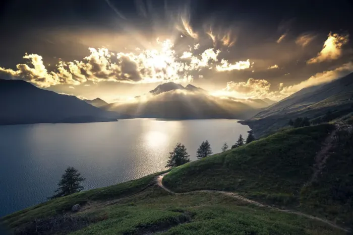 Framed Print : Sunset on the Lake of Mont-Cenis, between Susa Valley, Turin province, Italy and Maurienne Valley, France Framed Print : Sunset on the Lake of Mont-Cenis, between Susa Valley, Turin province, Italy and Maurienne Valley, France
