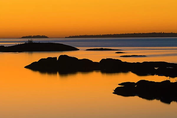 sunset light over Georgian Bay Fathom Five National Marine Park, Ontario, Canada