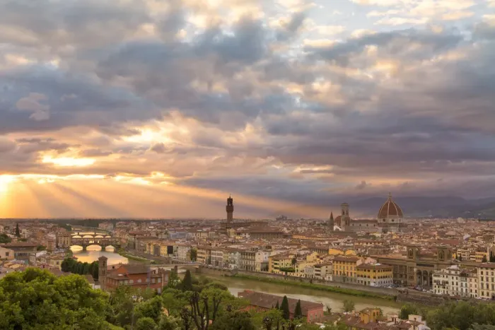 Framed Print : Sunset light on panoramic view of Florence from Piazzale Michelangelo, Florence, Tuscany Framed Print : Sunset light on panoramic view of Florence from Piazzale Michelangelo, Florence, Tuscany