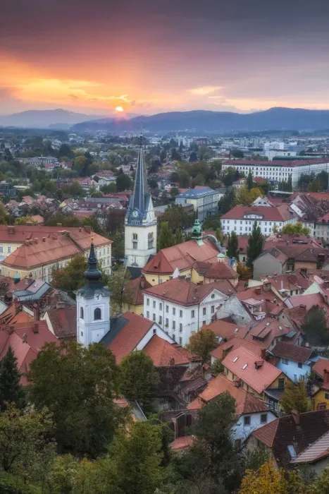 Framed Print : Sunset from Ljubljana Castle, Ljubljana, Slovenia Framed Print : Sunset from Ljubljana Castle, Ljubljana, Slovenia