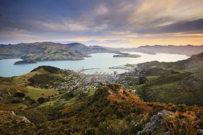 Framed Print : Sunset looking towards Lyttelton Harbour, from the Port Hills, Christchurch, New Zealand Framed Print : Sunset looking towards Lyttelton Harbour, from the Port Hills, Christchurch, New Zealand