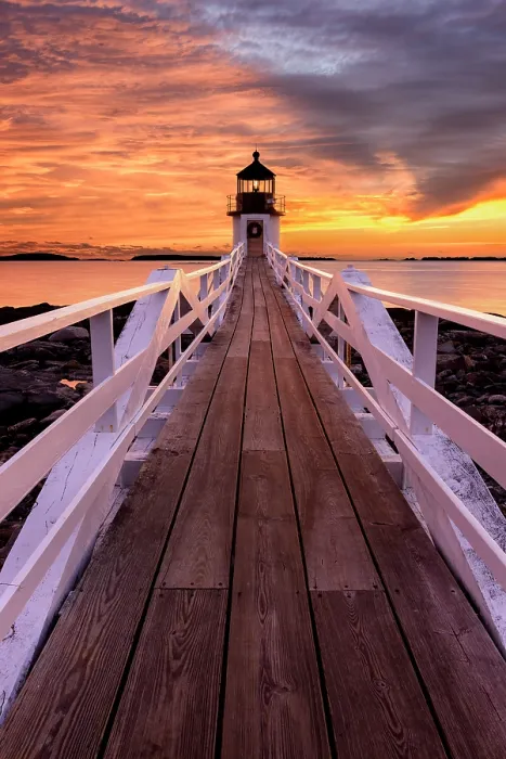Framed Print : Sunset at Marshall Point Lighthouse, Port Clyde, Maine, USA