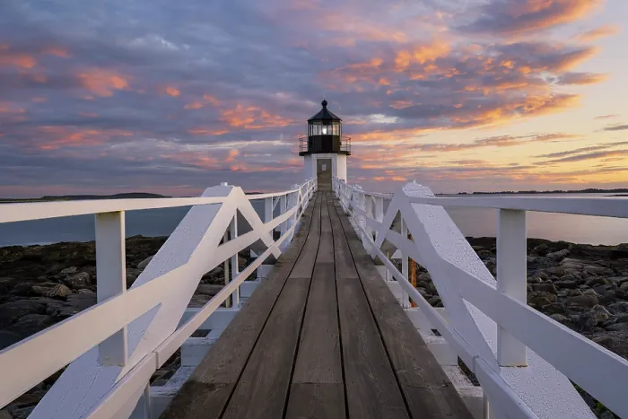 Framed Print : Sunset at Marshall Point Lighthouse, St. George, Maine, USA