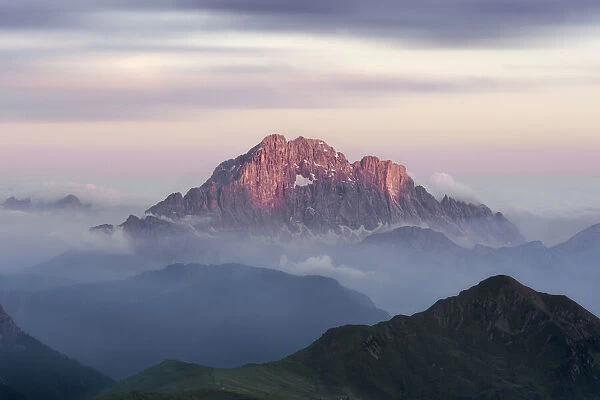 Sunset in Monte Civetta, part of Dolomiti of Zoldo, Unesco Heritage