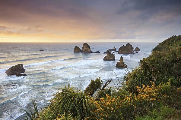 Sunset at Motukieie beach, West Coast, New Zealand