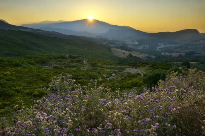 Framed Print : Sunset in the mountains near Argiroupoli, Crete, Greece, Europe Framed Print : Sunset in the mountains near Argiroupoli, Crete, Greece, Europe