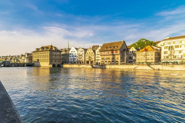 Framed Print : Sunset over the old buildings of Limmatquai, old street along Limmat River, Zurich Framed Print : Sunset over the old buildings of Limmatquai, old street along Limmat River, Zurich