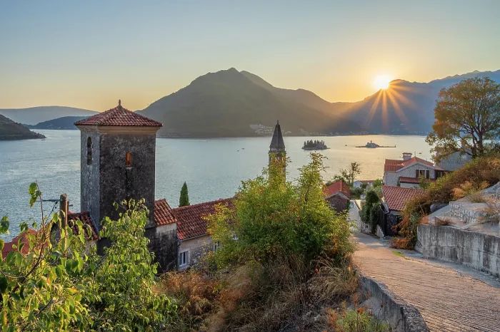Framed Print : Sunset above Perast, Bay of Kotor, Montenegro Framed Print : Sunset above Perast, Bay of Kotor, Montenegro