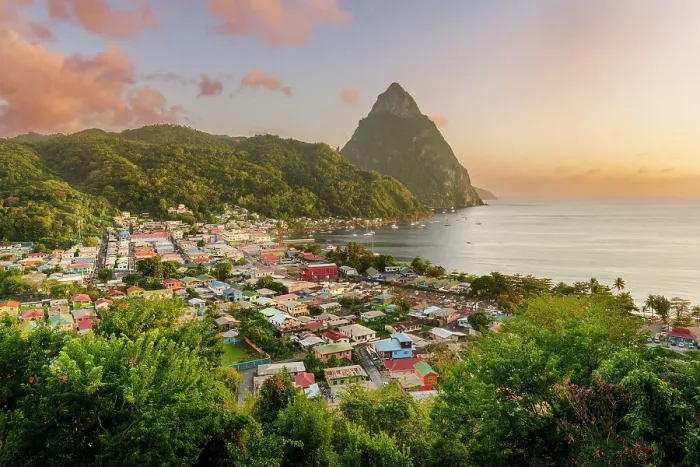 Framed Print : Sunset Piton Mountain Views Soufriere, Saint Lucia Framed Print : Sunset Piton Mountain Views Soufriere, Saint Lucia