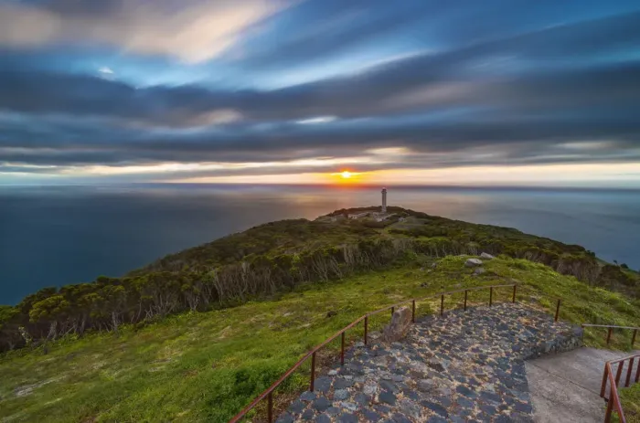 Framed Print : Sunset at Ponta Dos Rosais Lighthouse, Rosais, Velas, Sao Jorge, Azores, Portugal