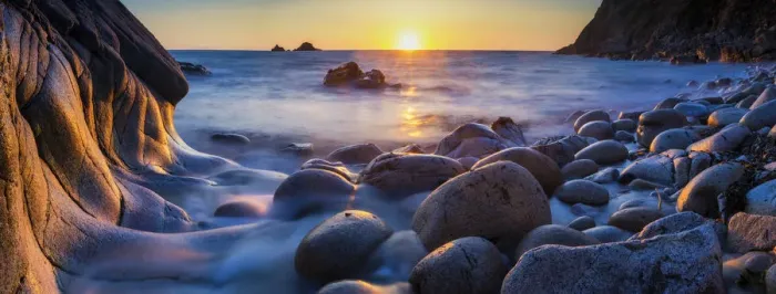 Framed Print : Sunset at Porth Navan, Cornwall, England Framed Print : Sunset at Porth Navan, Cornwall, England