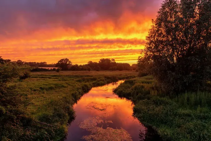 Framed Print : Sunset Reflecting in River Yare, Marston Marsh, Norwich, England Framed Print : Sunset Reflecting in River Yare, Marston Marsh, Norwich, England