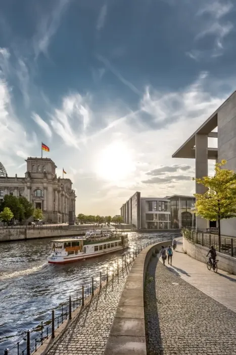 Framed Print : Sunset at Reichstag and River Spree, Berlin, Germany Framed Print : Sunset at Reichstag and River Spree, Berlin, Germany