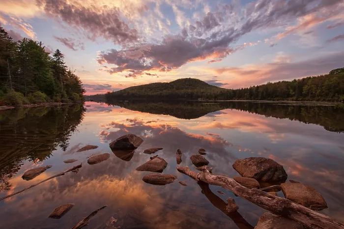 Framed Print : Sunset relfection on Kettle Pond, Groton State Forest, Vermont, USA Framed Print : Sunset relfection on Kettle Pond, Groton State Forest, Vermont, USA