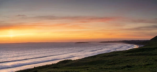 Sunset over Rhossili Bay, Gower Peninsula, Wales
