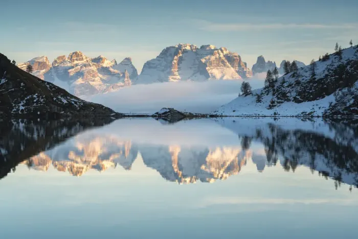 Framed Print : Sunset in Ritorto lake, Brenta dolomites in Campiglio, Trentino Alto Adige, Italy Framed Print : Sunset in Ritorto lake, Brenta dolomites in Campiglio, Trentino Alto Adige, Italy
