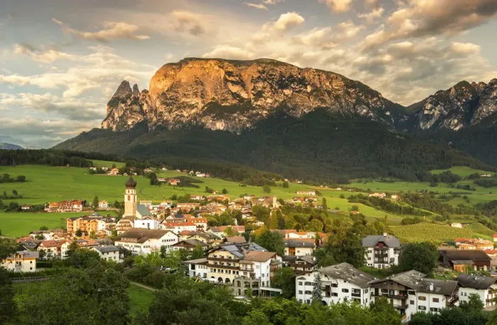 Framed Print : Sunset on Sciliar Dolomites and Fia allo Sciliar village, Bolzano province, South Tyrol Framed Print : Sunset on Sciliar Dolomites and Fia allo Sciliar village, Bolzano province, South Tyrol