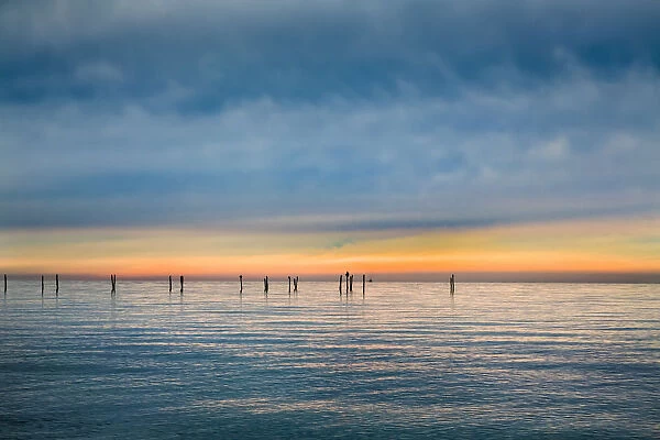 Sunset over the sea, Fehmarn island, Baltic coast, Schleswig-Holstein, Germany