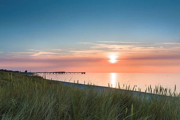 Sunset over the sea, Heiligenhafen, Baltic coast, Schleswig-Holstein, Germany
