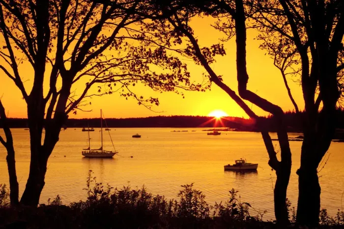 Framed Print : Sunset over Southwest Harbor, Mt. Desert Island, Maine, USA Framed Print : Sunset over Southwest Harbor, Mt. Desert Island, Maine, USA