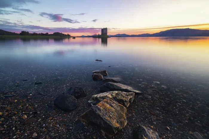 Framed Print : Sunset at Stalker Castle, Loch Laich, Argyll, Port Appin, Highlands, Scotland, United Kingdom Framed Print : Sunset at Stalker Castle, Loch Laich, Argyll, Port Appin, Highlands, Scotland, United Kingdom