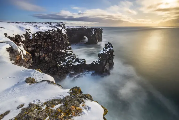 Framed Print : Sunset at Svortuloft cliffs, Hellisandur, Snaefellsnes peninsula, Iceland Framed Print : Sunset at Svortuloft cliffs, Hellisandur, Snaefellsnes peninsula, Iceland