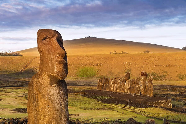 Sunset at Tongariki, Easter Island, Chile