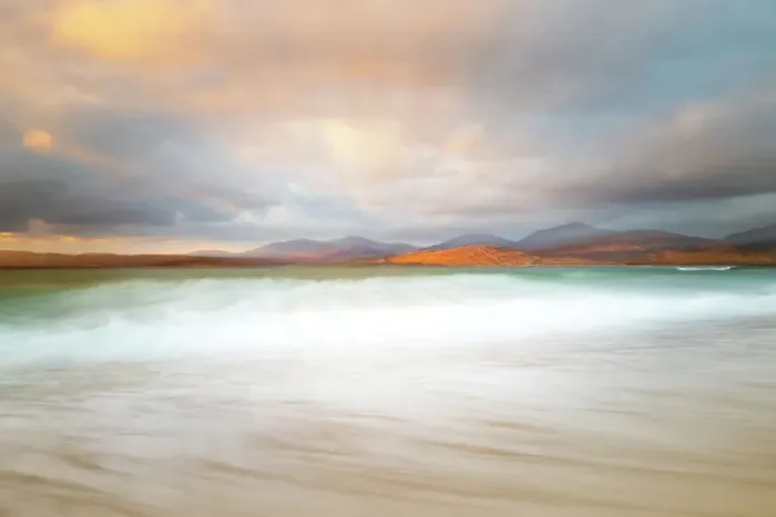 Framed Print : Sunset over Traigh Scarista (Scarista beach), with the north Harris Hills in the background, Isle of Harris, Outer Hebrides, Scotland Framed Print : Sunset over Traigh Scarista (Scarista beach), with the north Harris Hills in the background, Isle of Harris, Outer Hebrides, Scotland