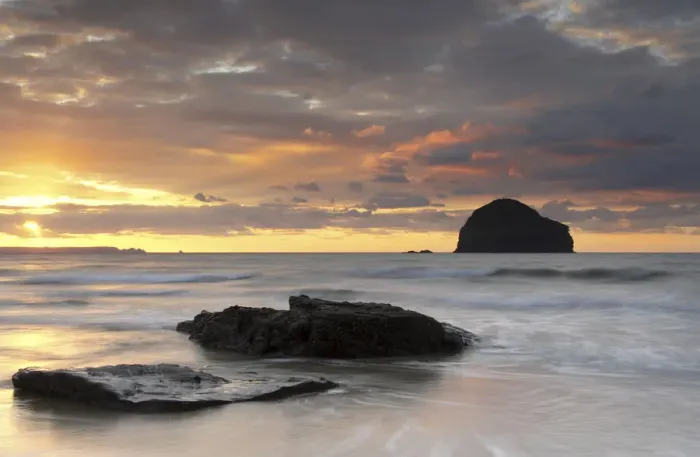 Framed Print : Sunset at Trebarwith Strand, Cornwall, UK Framed Print : Sunset at Trebarwith Strand, Cornwall, UK