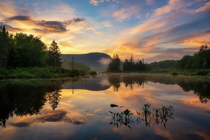Framed Print : Sunset from Turtlehead Pond, Green Mountains, Marshfield, Vermont, USA