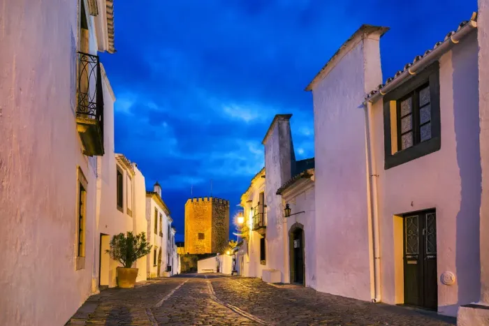 Framed Print : Sunset view of castle, Monsaraz, Alentejo, Portugal