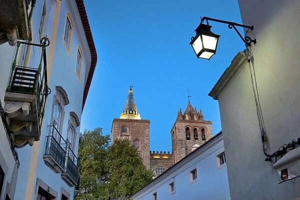 Sunset view of Cathedral, Evora, Alentejo, Portugal
