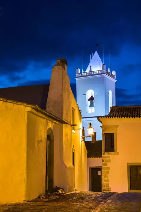 Framed Print : Sunset view of old town and church, Monsaraz, Alentejo, Portugal