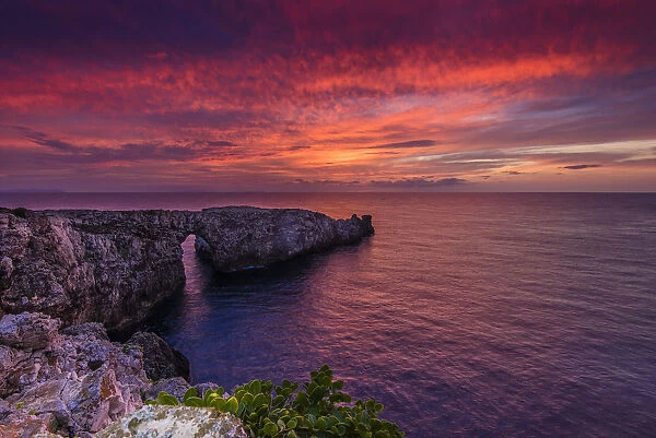 Sunset view at Pont d en Gil, Minorca or Menorca, Balearic Islands, Spain